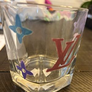 Hand painted Louis Vuitton glass cup